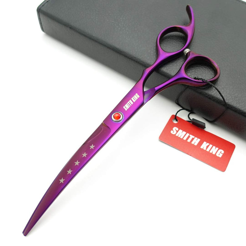 [Australia] - 7.0in Professional Pet Grooming Scissors Set,Straight & Thinning & Curved Scissors 4pcs Set for Dog Grooming Violet 