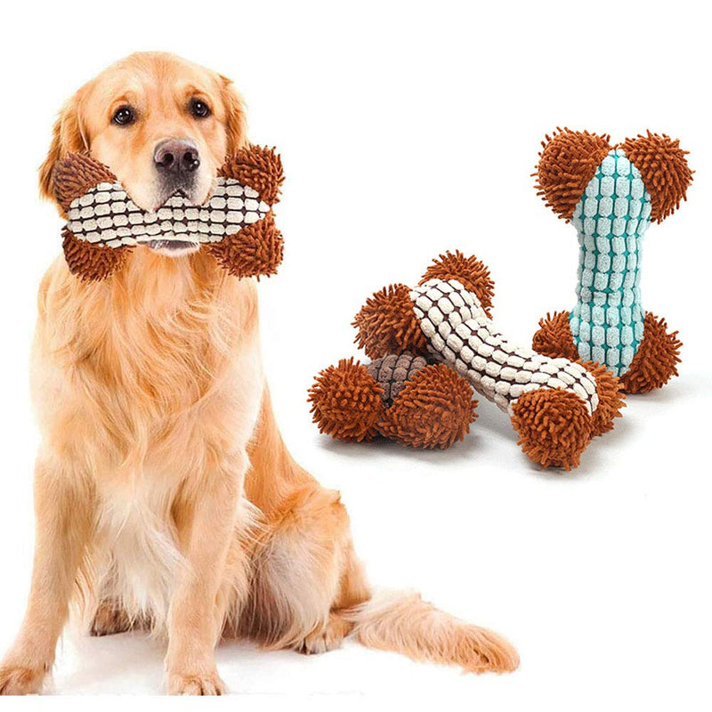 3 Pieces Stuffed Squeaky Dog Chew Toy,Plush Bone Toys,Durable Bone Shape Puppy Training Toy,Suitable for Small and Medium Sized Dog Plush Toys Chewing Toy Set - PawsPlanet Australia