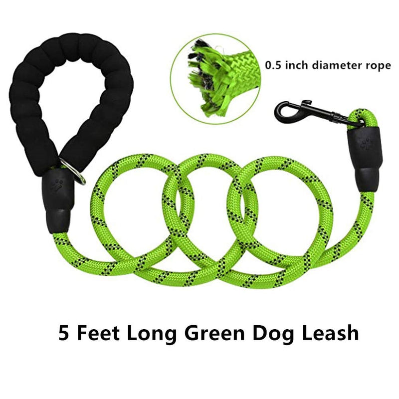 VSILE 5 feet Reflective Dog Slip Leash, Chew Proof Leash Slip Lead Dog Training Climbing Rope with Soft Padded Handle Green - PawsPlanet Australia