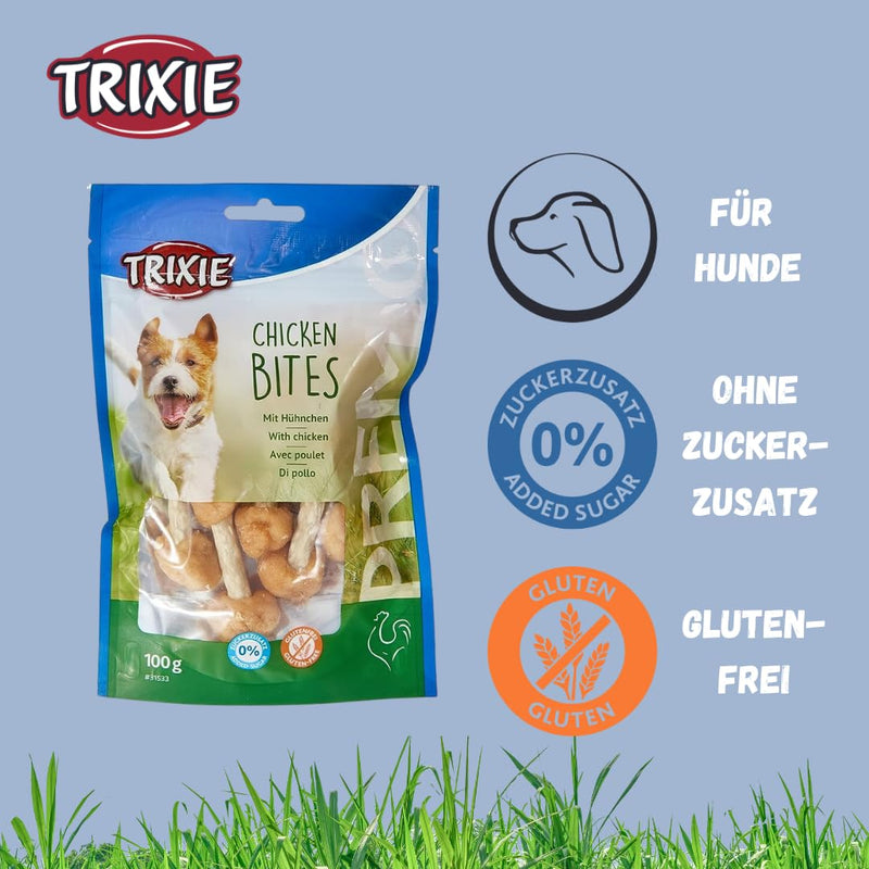 TRIXIE Dog Treats Premio Dog Chicken Bites 100g - Premium Treats for Dogs Gluten Free - No Grain & Sugar, Tasty Reward for Training & Home - 31533 (Pack of 2) - PawsPlanet Australia