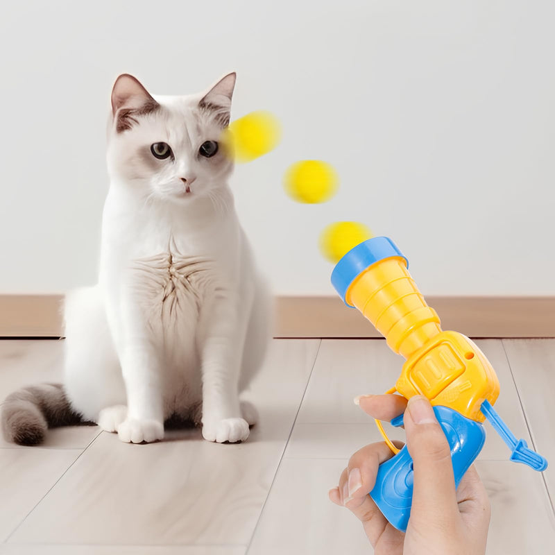 Fanshiontide Pack of 100 Cat Toy Balls with Cat Toy Launcher, Interactive Toy Funny Cat Toys Relieves Depression, Stretch Plush Ball Toy for Indoor Cats Kitty - PawsPlanet Australia