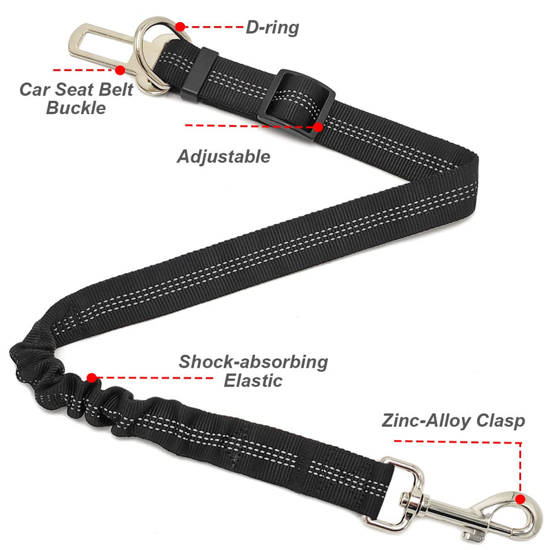 Mycicy Bungee Dog Leash Extension Attachment, 19"-27" Adjustable Shock Absorbing Lead Extender Reflective Leash for The Car Black - PawsPlanet Australia