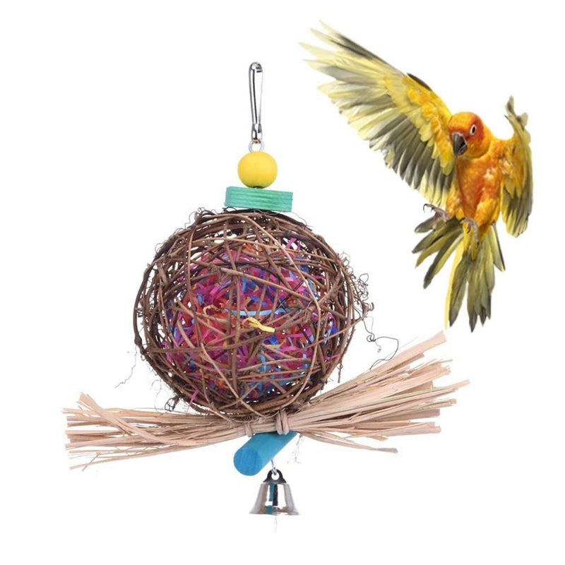 Bird Chew Toy Natural Rattan Ball Come with Paper Strips for Parrot Budgie Parakeet Cockatiel Conure Lovebird Finch Cockatoo African Grey Macaw Cage - PawsPlanet Australia