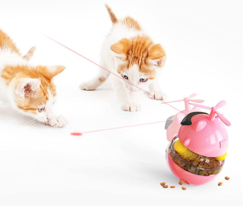 Cat Laser Toys for Cat Indoor Playing,Food Dispensing Interactive Cat Toy Tumbler Slow Feeder with IQ and Mental Stimulation for Cat and Kitten Boredom Ease Eating Playing Exercise Hunting Toy (Pink) - PawsPlanet Australia