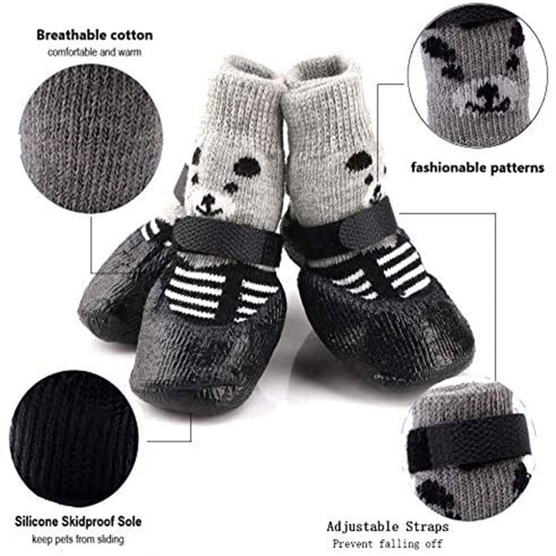 sakasa Anti Slip Dog Socks/Dog Shoes - with Adjustable Strap and Rubber Sole- for Small Dogs Cats Puppies - Pet Paw Protection 2 Pairs L - PawsPlanet Australia