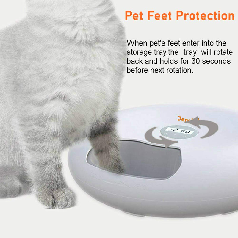 Automatic Pet Cat Dog Feeder - Donut Shape 6-Meal with Programmable Timer - Power by USB or Battery - Auto Dispenser for Cat & Small / Medium Dog - PawsPlanet Australia