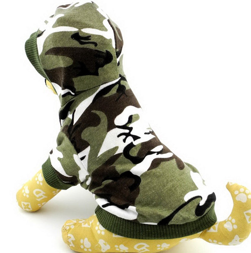 SMALLLEE_LUCKY_STORE Small Dog Camo Hoodie Shirt Chihuahua Clothes for Boys Puppy Tee Shirt for Cat Yorkshire Toy Poodle Green S - PawsPlanet Australia