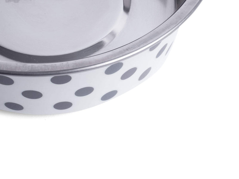 Petface Grey and White Spots Deli Dog Bowl, 17 cm Grey and White, 17 cm - PawsPlanet Australia