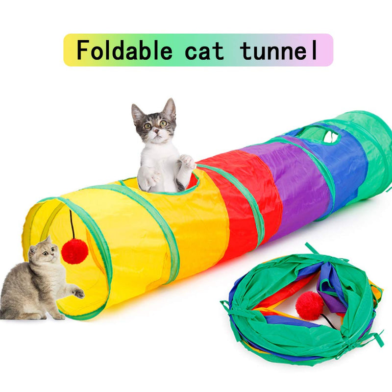 [Australia] - Flying Childhood Foldable Rainbow Cat Tunnel Extra Long 45.28’’ for Kitten and Most Adult Cats Indoor and Outdoor 