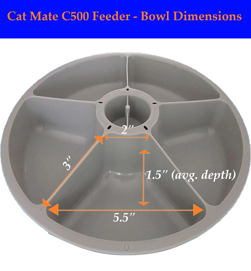 Cat Mate C500 Automatic Pet Feeder | Cat or Small Dog Bowl with Digital Timer | For Wet or Dry Pet Food, 5 Meal Carousel, up to 330g in Each - PawsPlanet Australia