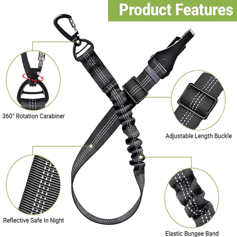 2 Pack Dog Car Seat Belt, 54-90cm Durable Dog Car Harness, 360 Degree Swivel Attachment, Headrest Dog Car Seat Belt, Dog Buckle, for Dogs, Cats and Pets(Black) black - PawsPlanet Australia