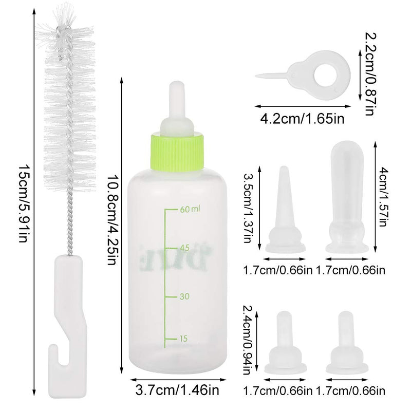 Xinstroe Puppy Nursing Bottle Kit, Feeding Bottle with 4 Replacement Nipples for Newborn Kittens, Puppies, Rabbits, Small Animals, 60 ml - PawsPlanet Australia