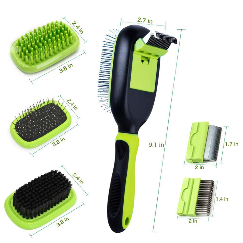 Sammiu Pet Grooming Brush 5 in 1 Pet Massage Kit Dog Brush Cat Brush Bath/Bristle/Pin Brush Dog Deshedding Tool Dematting Comb for Dog and Cat with Long or Short Hair - PawsPlanet Australia