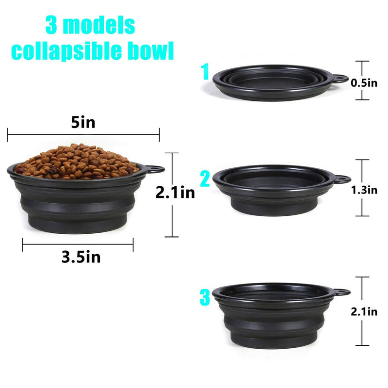 Collapsible Dog Bowl,2 Pack Portable and Foldable Pet Travel Bowls Collapsable Dog Water Feeding Bowls Dish for Dogs Cats and Small Animals,with Lids (Small, Black+White) - PawsPlanet Australia
