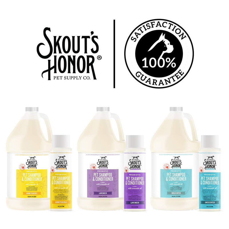 [Australia] - SKOUT'S HONOR: Probiotic Pet Shampoo & Conditioner - 2-in-1 with Avocado Oil - Cleans and Conditions Fur, Supports Pet’s Natural Defenses, PH-Balanced, Sulfate Free Honeysuckle 16 Fl Oz 