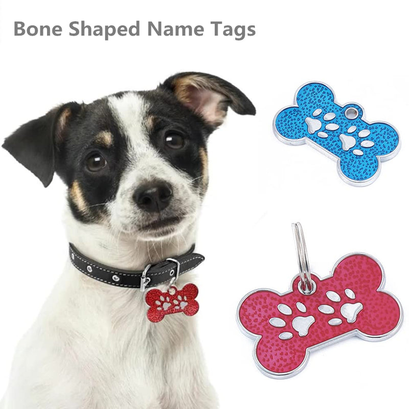 6Pcs Dog Bone ID Tags Personalised Pet ID Tag Bone Shaped Name Tags Pet Identity Name Tags Dog Cat Tags for Cats Dogs Puppy with 6 Pcs Key Rings Random Color, Multicolor (DEO-593) - PawsPlanet Australia
