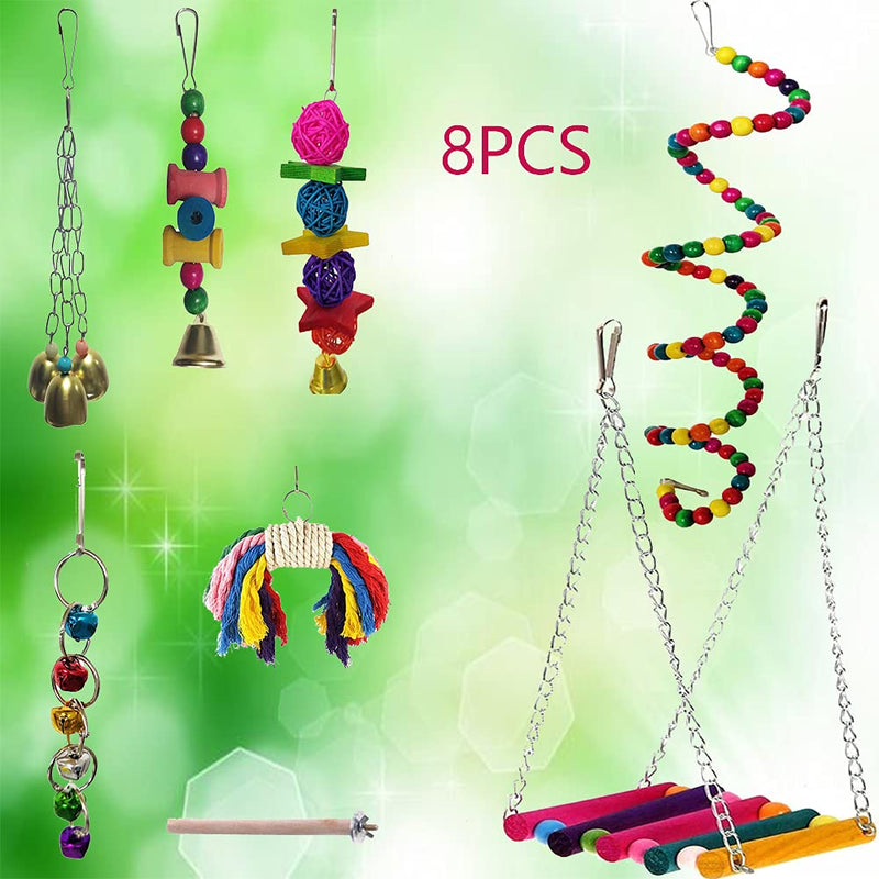 JIAYUE Bird Parrot Toys - 8 Pieces, Parrot Chewing Toys Bird Cage Accessories Perfect Bird Toy Used for Parakeets, Small Parrots, Conures, Macaws, Starlings, Finch - PawsPlanet Australia