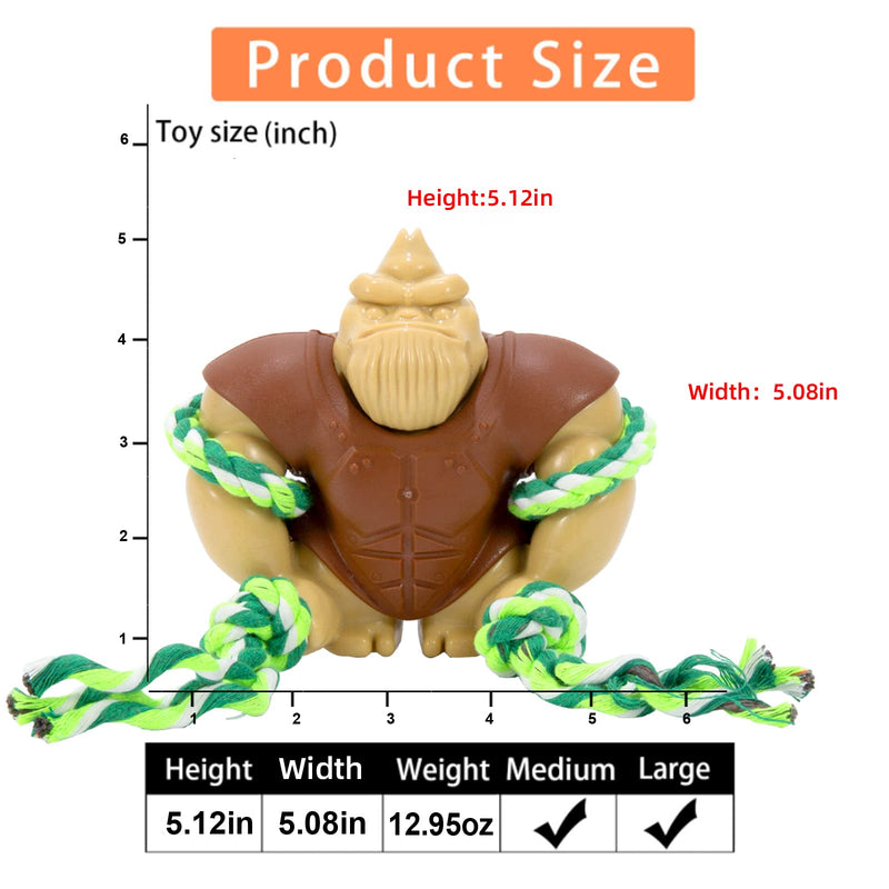 AREZO Dog Toys for Aggressive Chewers Large Breed, Indestructible Food Grade TPR and Nylon Durable Dog Toy Rope Training Dog Chew Toys for Medium Large Dogs Teeth Cleaning, Rope Training Dog Caesar Gorilla King Dog Chew Toy Beige - PawsPlanet Australia