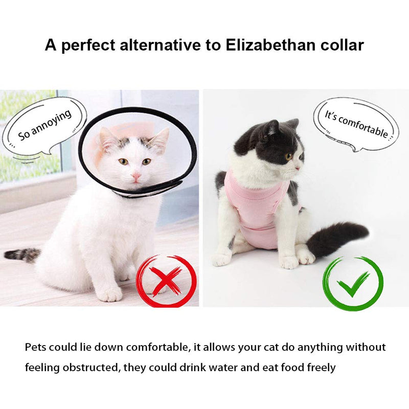 Due Felice Cat Professional Surgical Recovery Suit for Abdominal Wounds Skin Diseases, After Surgery Wear, E-Collar Alternative for Cats Dogs, Home Indoor Pets Clothing Pink L - PawsPlanet Australia