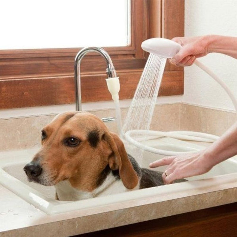 Yangxue Multi-functional pet dog cat shower head spray drains strainer bath hose sink washing hair pet lave water White - PawsPlanet Australia