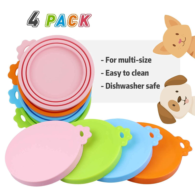 Lydia's Deal Pack of 4 Pet Can Covers. Universal BPA Free & Dishwasher Safe/Silicone Pet Food Can Lid Covers 4PC - PawsPlanet Australia