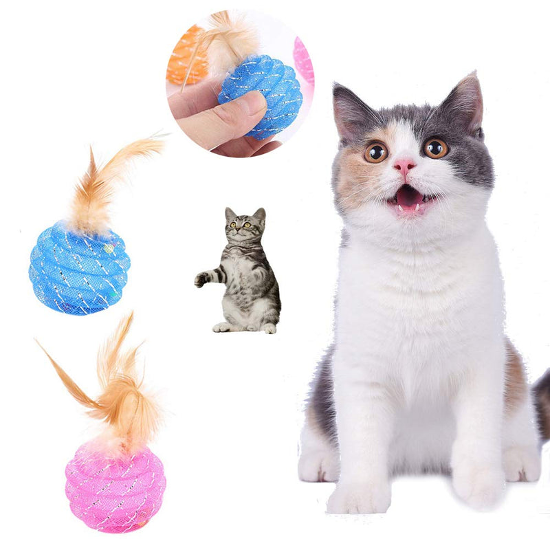[Australia] - Rocutus 6 Pieces Interactive Cat Ball Toys with Feather,Colorful Cat Toys with Bells,Cat Sport Toys,Funny Interactive Cat Toys or Healthy Cat Exercise Toy 