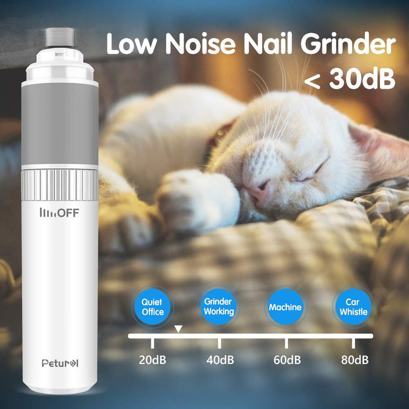 [Australia] - Petural Pet Nail Grinder Stepless Speed - Professional and Electric Dog Nail Grinder Trimming Smoothing for Small, Medium Dogs and Cats - Comfortable and Noiseless with 20h Working Time 