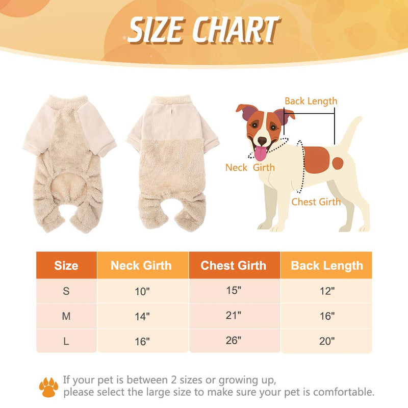 [Australia] - KOOLTAIL Dog Pajamas - Soft and Warm Fleece Dog Sweater, Dog Winter Coat, Stretchable Dog Jumpsuit, Lightweight Dog Clothes Outfit, for Small Medium Large Dog Cream 