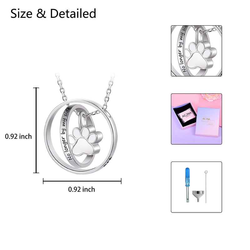 S925 Sterling Silver Paw Print Urn Necklace No Longer by My Side Forever in My Heart Pet Dog Keepsake Cremation Jewelry for Ashes - PawsPlanet Australia
