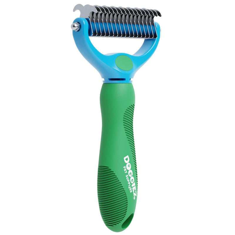 Doggiez Pet Supplies - Dog and Cat Dematting and Deshedding Tool - Double Sided Undercoat Rake Comb & Detangler - Cat Brush Dog Shedding Brush for Matted Hair, Long Fur and Shedding Coat Grooming - PawsPlanet Australia
