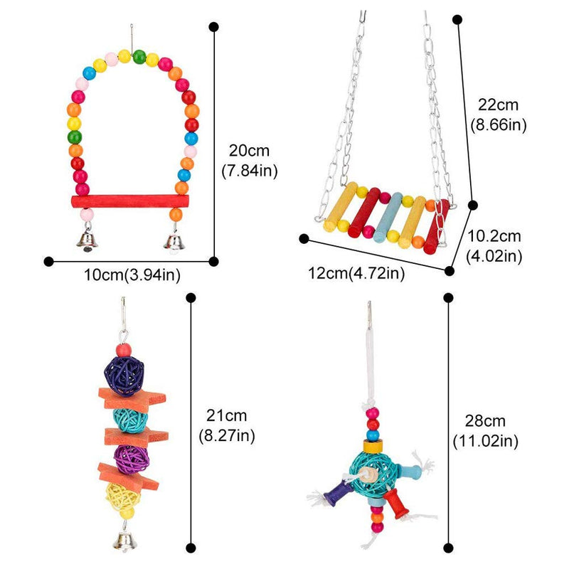 [Australia] - Qzc Bird Parrot Toys, 8pcs Bird Chewing Toys Bird Swing Hanging Toy for Parrots, Parakeets Cockatiels, Conures, Macaws, Love Birds, Finches 