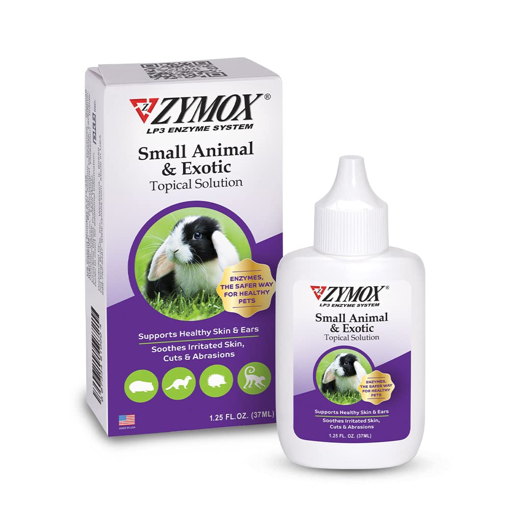 Zymox Small Animal & Exotic Topical Solution, 1.25 oz. – Supports Healthy Skin & Ears for Dog, Cat, Rabbit, Guinea Pig, Ferret, Hamster, Chinchilla, Monkey - PawsPlanet Australia