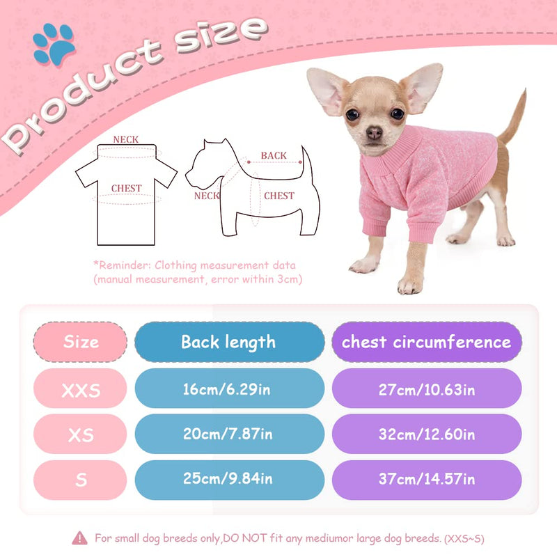 2 Pieces Chihuahua Dog Sweaters for Small Dogs Girls Boys XXS~S Tiny Dog Clothes Winter Fleece Warm Puppy Sweater Yorkie Teacup Extra Small Dog Outfit Doggie Cat Clothing XX-Small blue,black - PawsPlanet Australia