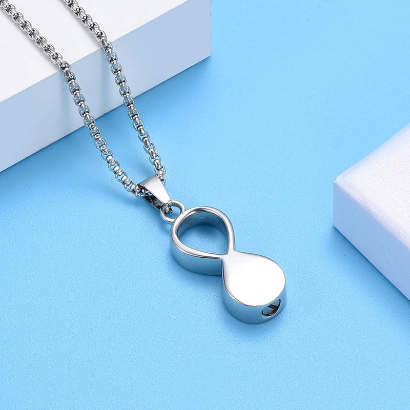 Oinsi Infinity Love Pet Cremation Jewelry for Ashes of Dog/Cat Funeral Keepsake Urn Necklace Pendant Memorial Jewellery Silver Tone - PawsPlanet Australia