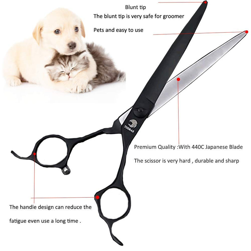 [Australia] - TIJERAS 7inch Pet Grooming Scissor Curved Dogs Grooming Shears Professional Grooming Scissors for Dogs and Cats Pets Hair Cutting Scissors Curved Shears 440C Japanese Stainless Steel Blade 