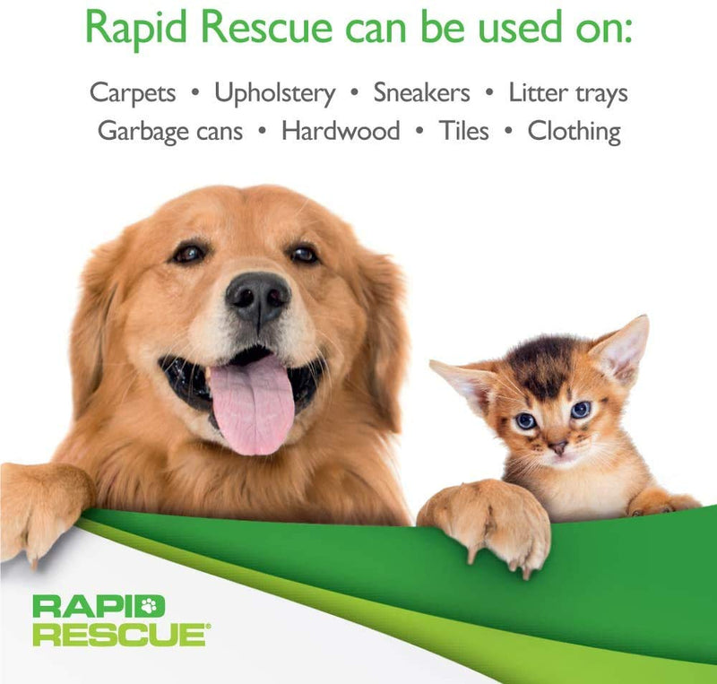 Rapid Rescue | Pet Odour Eliminator Urine Smell Remover | Natural Microbe Enzymatic Green Solution Probiotic Fast-Acting on Cat & Dog Stains on Carpets, Wood Floors, Cars, Rugs (2pk) - PawsPlanet Australia