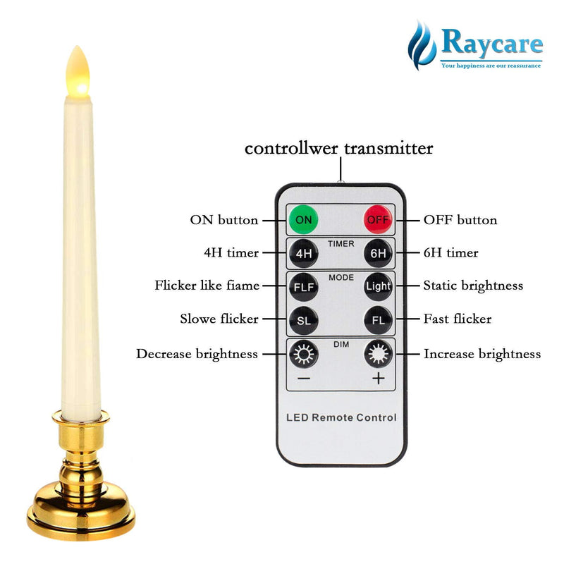 Raycare Pack of 9 LED Window Candles with Remote Timer, Flameless Taper Candles Battery Operated with Warm White Flickering Light, 7.9 Inches Taper Candlesticks with Holders(Batteries not Included) Gold Holder - PawsPlanet Australia