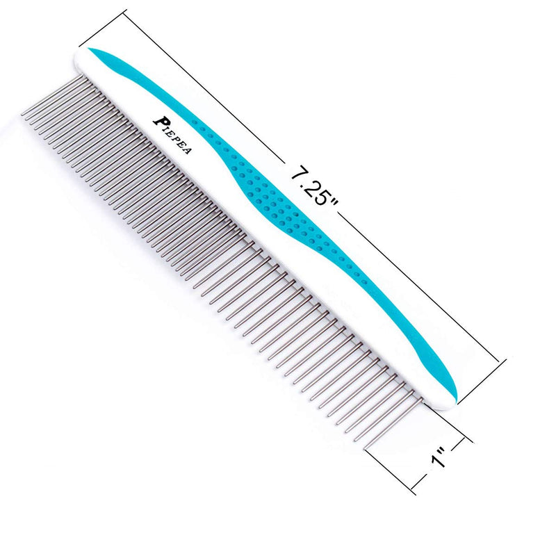 Piepea Pet Comb, Stainless Steel Teeth Comb for Dogs & Cats, Pet Hair Comb for Home Grooming Kit, Removes Knots, Mats and Tangles, 7 1/4" - PawsPlanet Australia