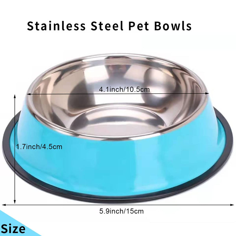 Stainless Steel Cat Bowl, 3 Pack Metal Cat Food Water Bowls, Non-Slip Pet Feeding Bowl with Rubber Base for Indoor Cats Small Medium Large Dogs (XS-15cm) XS-15cm - PawsPlanet Australia