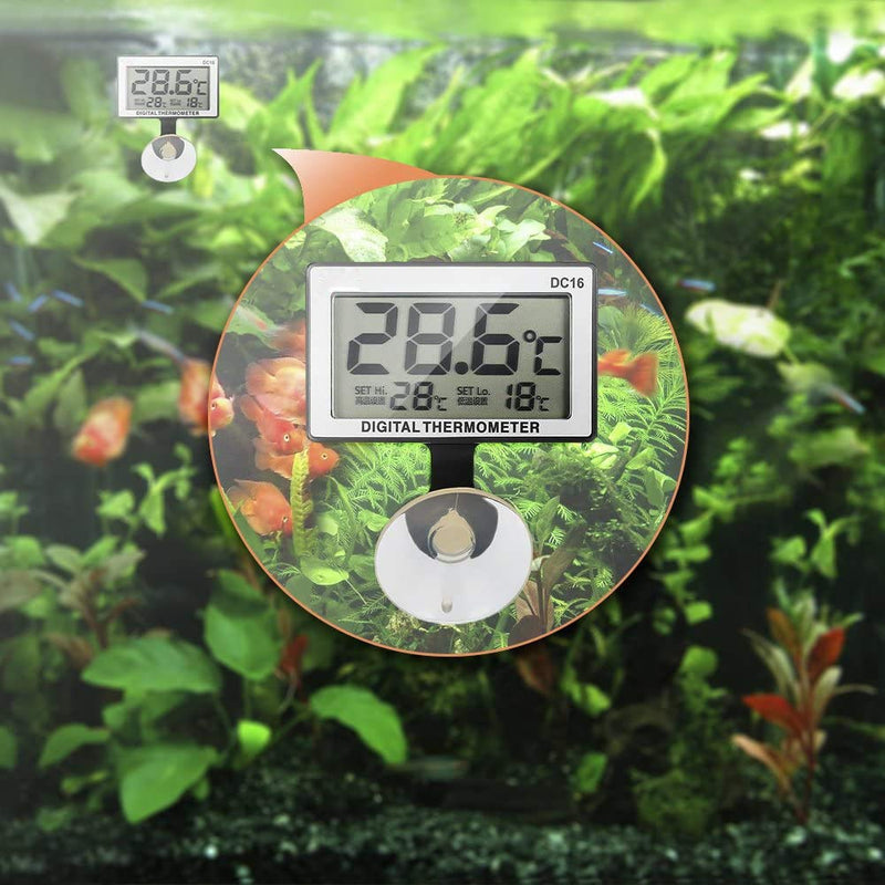 Windspeed Aquarium Thermometer, LCD Digital Display Temperature Monitor with Sucker Water Tank Thermometer,High/Low Temperature Flashing Alarm - PawsPlanet Australia