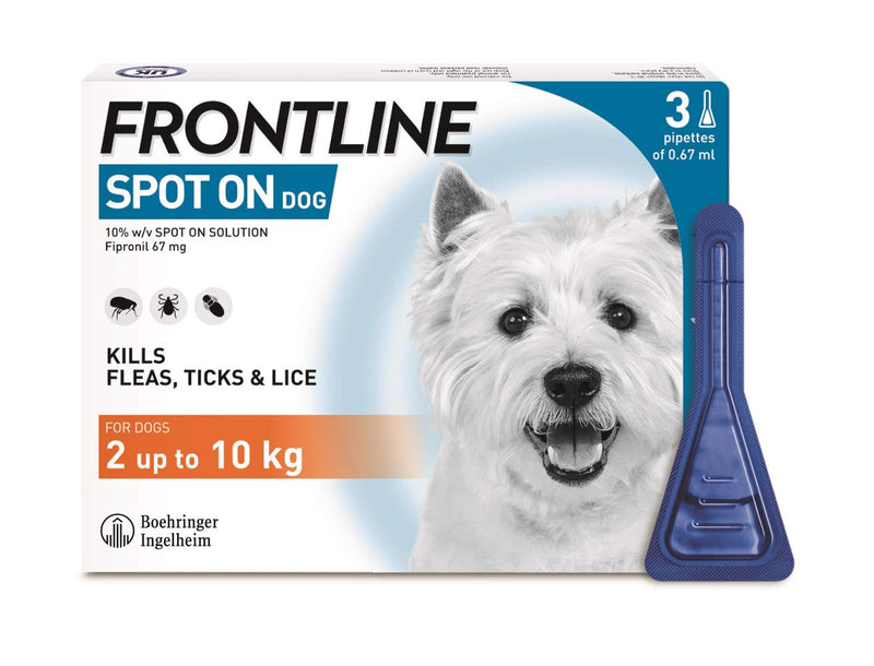 FRONTLINE Spot On Flea & Tick Treatment for Extra Large Dogs (40-60 kg) - 3 Pipettes & Spot On Flea & Tick Treatment for Small Dogs (2-10 kg) - 3 Pipettes - PawsPlanet Australia