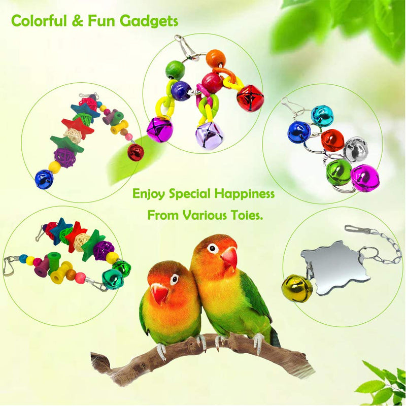 AUHOTA 10Pcs Bird Parrot Toys, Hanging Swing Chewing Perches with Bells Parrot Finch Toys, Hanging Cage Hammock Ladder Bell Toys for Small Parakeets Cockatiels, Conures, Macaws, Love Birds, Finches - PawsPlanet Australia