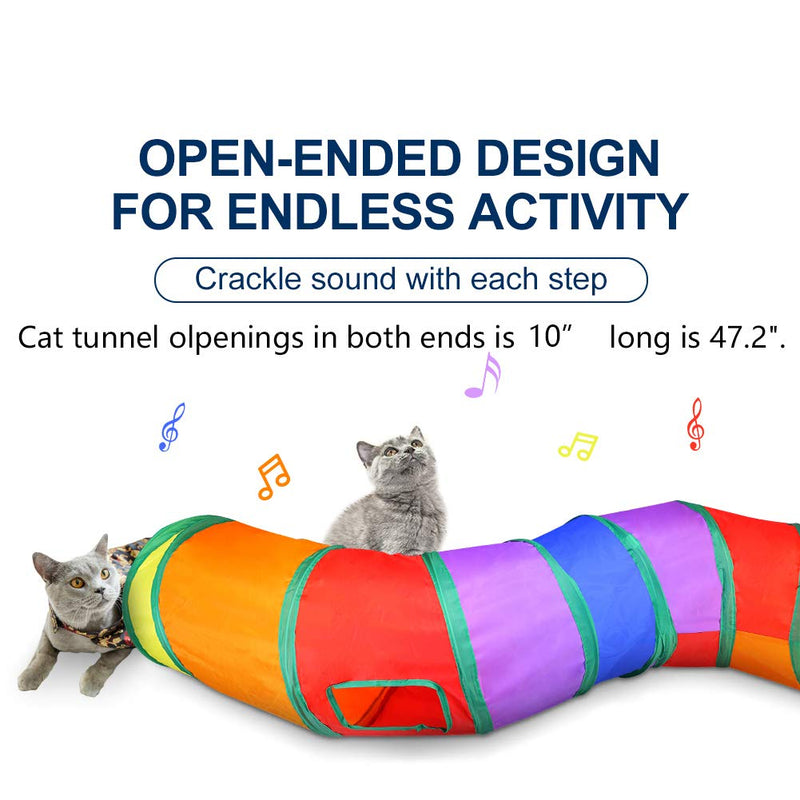 Cat Tunnel with Play Ball, Interactive Peek-a-Boo Cat Chute Cat Tube Toy, Camouflage S-Tunnel for Indoor Cat, Best for Puppy, Kitty, Kitten, Rabbit A-S Way Rainbow - PawsPlanet Australia