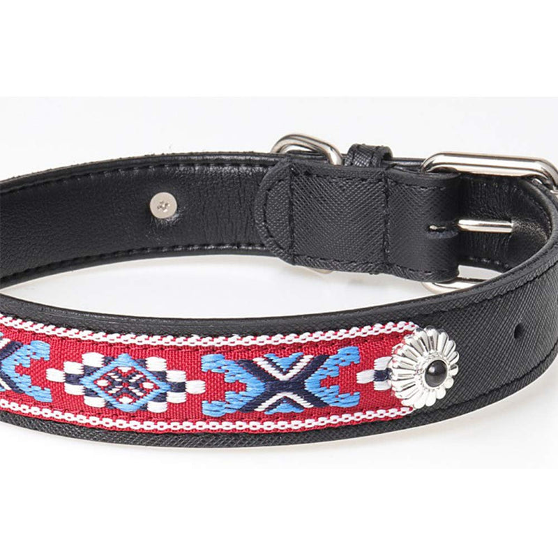 [Australia] - Leather Dog Collar Folk-Custom Pet Dog Puppy Collar for Medium Large Dogs - Handmade with Real Genuine Leather 