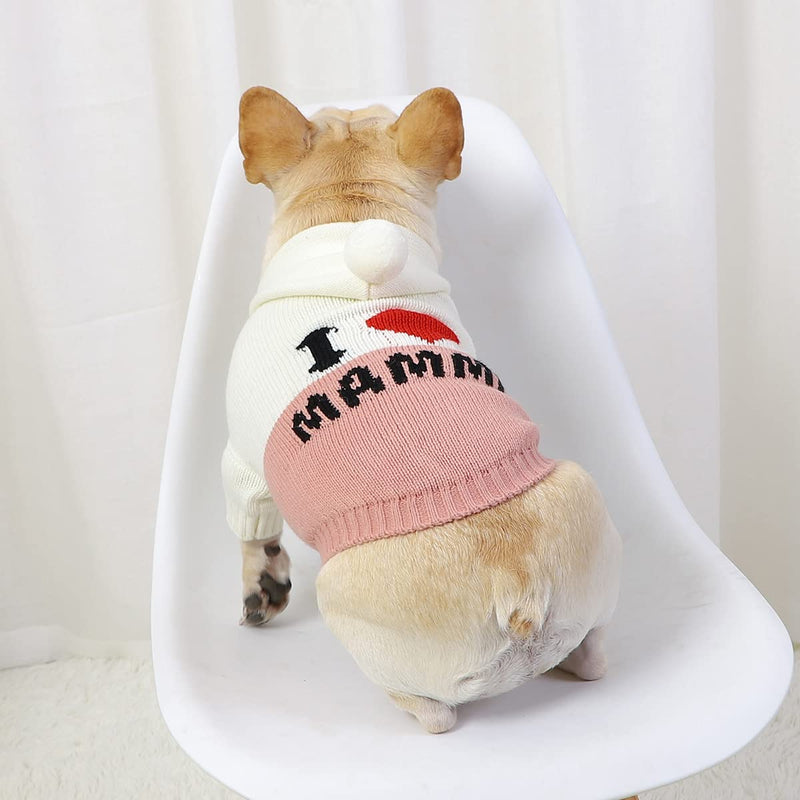Fyzeg Dog Sweater-Knitwear Warm Dog Clothes-Dog Hoodie Pet Sweaters for Small Dogs for Fall Winter Beige-Mam - PawsPlanet Australia