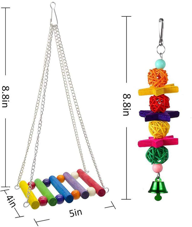 Wonninek 7 Pcs Bird Toys Parrot Swing Toy Parrot Hammock Bell Toys Pet Bird Cage Hammock Hanging Chew Toys for Small Parakeets Cockatiels, Conures, Macaws - PawsPlanet Australia