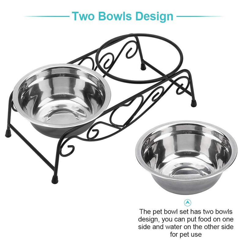 Stainless Steel Dog Bowl, Metal Dog Bowls Double Dog Bowls with One Stand for Small Medium Pets Dogs Cats(2 Pack) - PawsPlanet Australia
