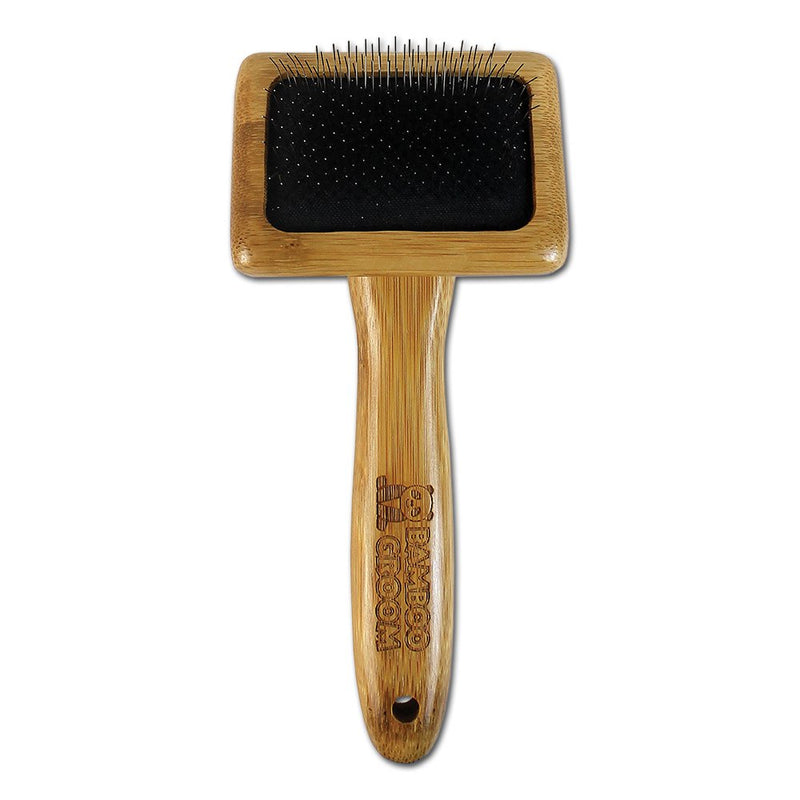 [Australia] - Bamboo Groom Slicker Brush with Stainless Steel Pins for Pets Small 