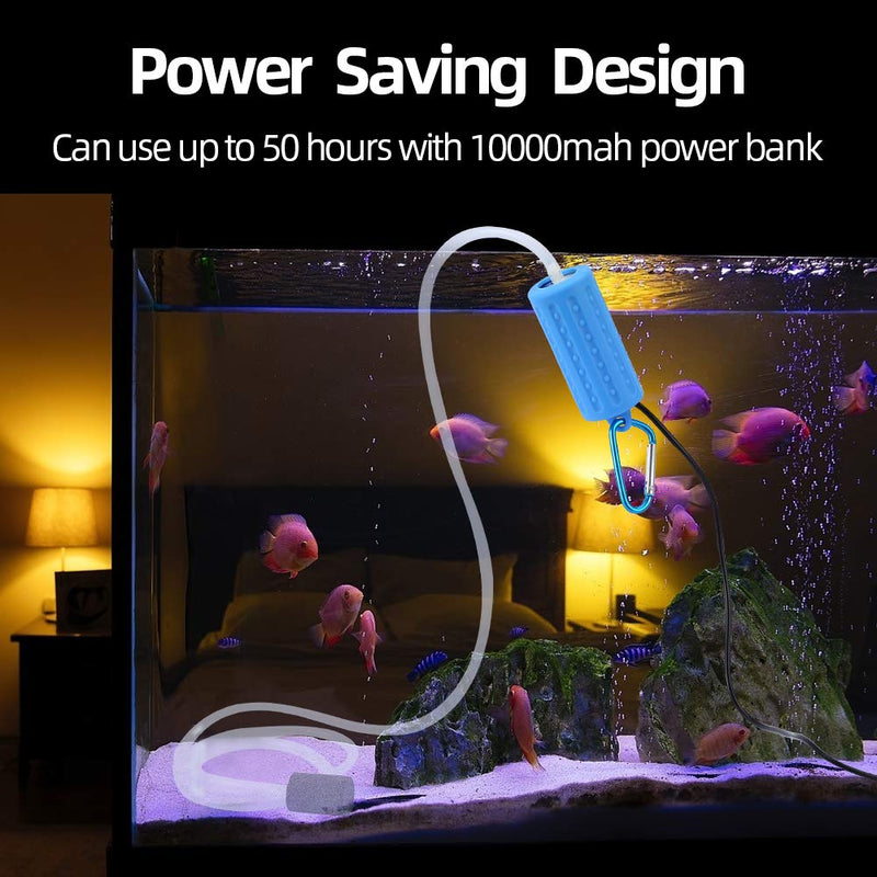 Adeeing Portable Mini USB Aquarium Fish Tank Oxygen Air Pump Mute Energy Saving Supplies Accessories Blue - PawsPlanet Australia