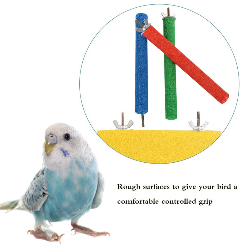 Heyu-Lotus 5 Pack Bird Parrot Perches, Natural Wood Bird Perch Stand Platform Paw Grinding Stick Set Bird Cage Accessories for Small Parakeets, Cockatiels, Budgies, Conures - PawsPlanet Australia